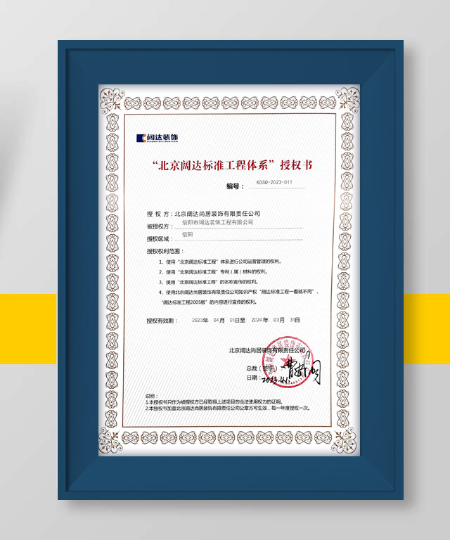 闊達(dá)授權(quán)證書